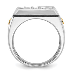IBGoodman 10k Two-tone with Black Rhodium Men's Polished and Grooved 5-Row 1 3/4 Carat A Quality Diamond Cluster Ring