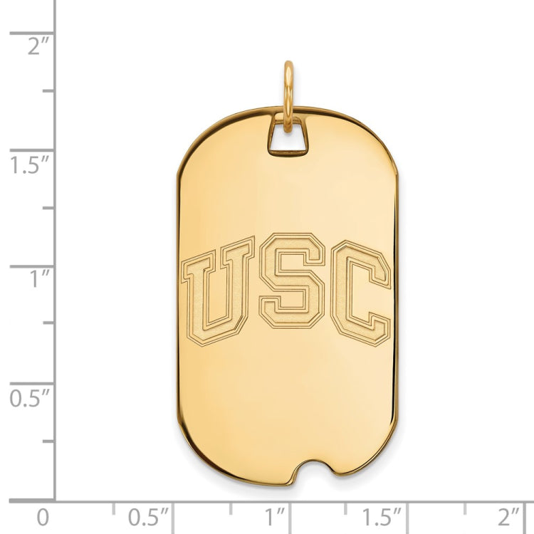 14k Gold University of Southern California U-S-C Large Dog Tag Pendant