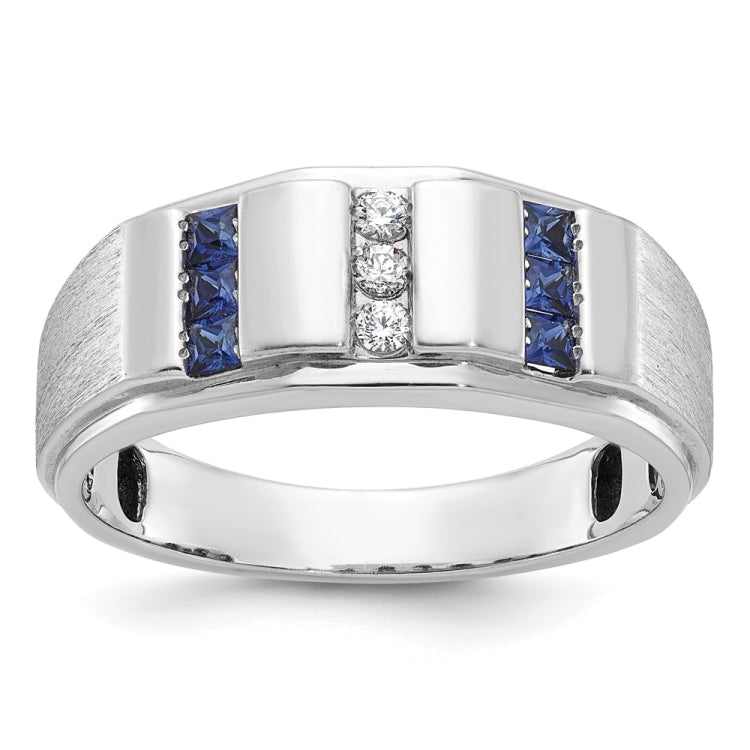 Men's White Gold Ring with Satin Sides Mounting