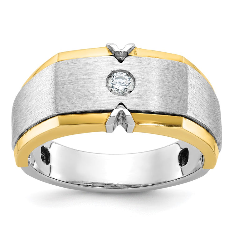 Men's Two-tone .10ct Diamond Solitaire Ring with Satin Finish Mounting