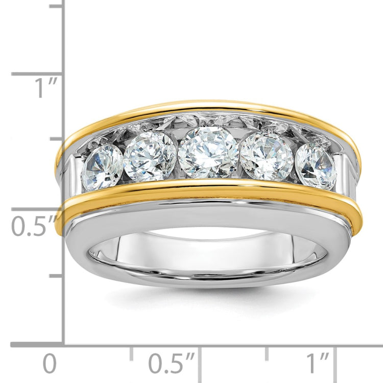 IBGoodman 14k with White Rhodium Men's Polished 5-Stone 2 Carat BB Quality Diamond Ring