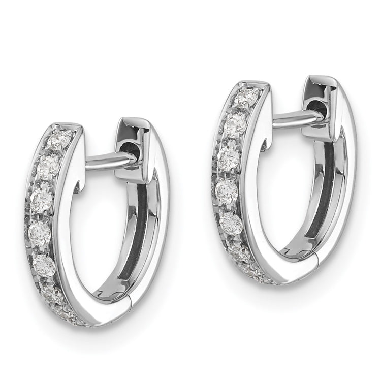 14k White Gold 1/6 carat Diamond Hinged Hoop Earrings