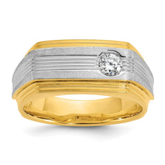 Men's Yellow Gold 1/4ct Diamond Solitaire Ring W/Soft Satin Finish Mounting