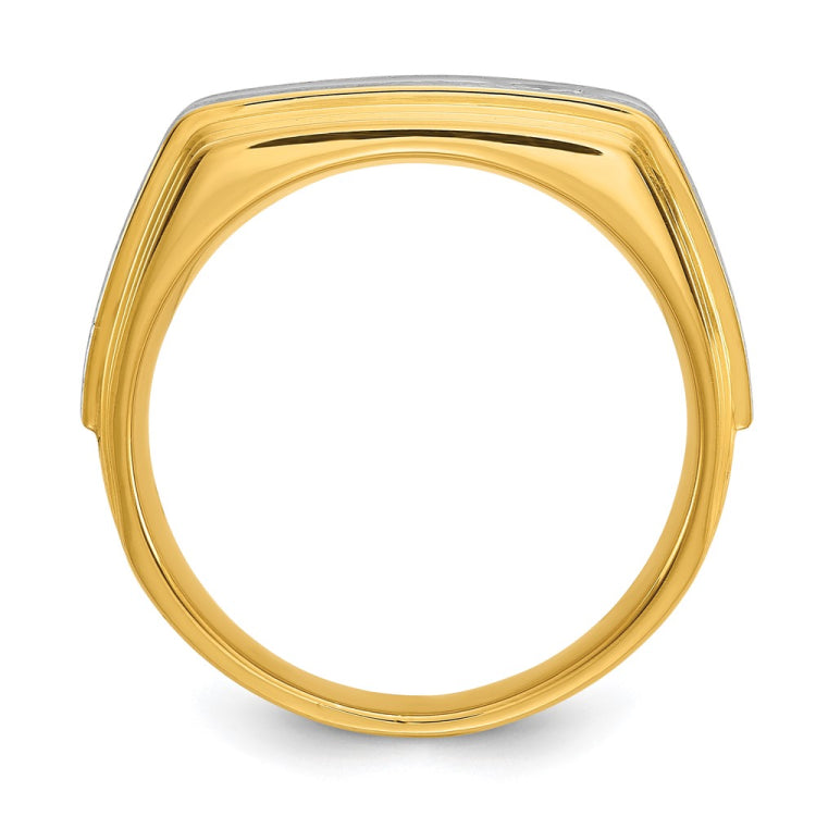 Men's Yellow Gold 1/4ct Diamond Solitaire Ring W/Soft Satin Finish Mounting