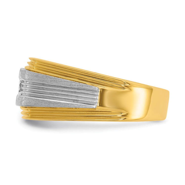 Men's Yellow Gold 1/4ct Diamond Solitaire Ring W/Soft Satin Finish Mounting