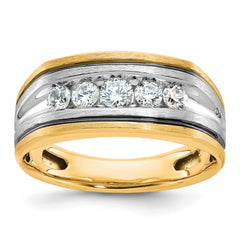 14K Yellow Gold Polished and Satin Diamond Men's Ring *CUSTOMER DIAMONDS*