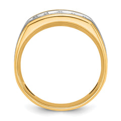 14K Yellow Gold Polished and Satin Diamond Men's Ring *CUSTOMER DIAMONDS*