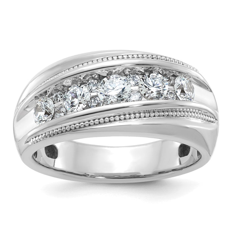 10k White Gold IBGoodman Men's Polished and Milgrain Ring Mounting