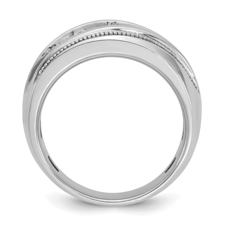 10k White Gold IBGoodman Men's Polished and Milgrain Ring Mounting