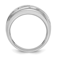 10k White Gold IBGoodman Men's Polished and Milgrain Ring Mounting