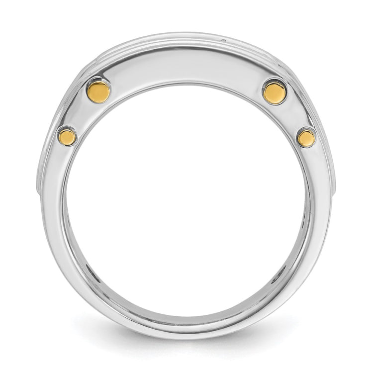 IBGoodman 14k Two-tone Men's Polished Grooved and Cut-Out 5-Stone 1/2 Carat A Quality Diamond Ring