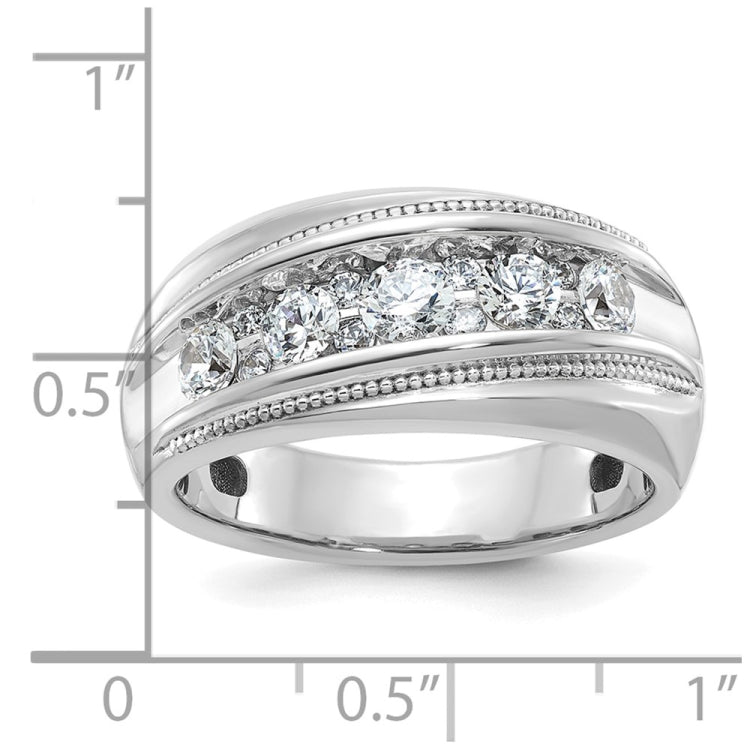 14k White Gold IBGoodman Men's Polished and Milgrain Ring Mounting