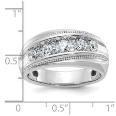 14k White Gold IBGoodman Men's Polished and Milgrain Ring Mounting