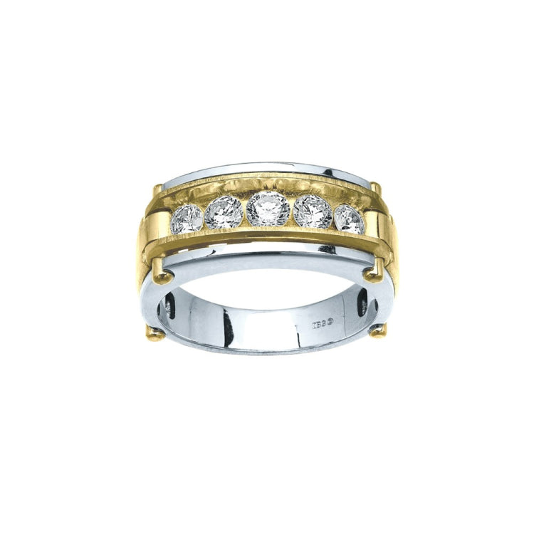 Men's Two-tone 1ct tw Diamond Wedding Band with Satin Finish Accent Mountin