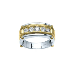 Men's Two-tone 1ct tw Diamond Wedding Band with Satin Finish Accent Mountin