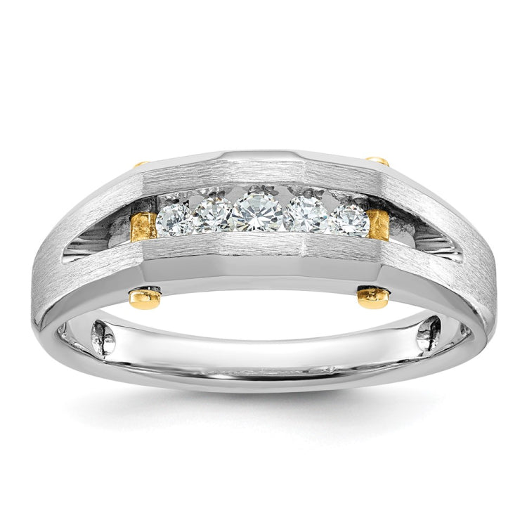 Men's WG Wedding Band with YG Bars and Satin Finish Mounting