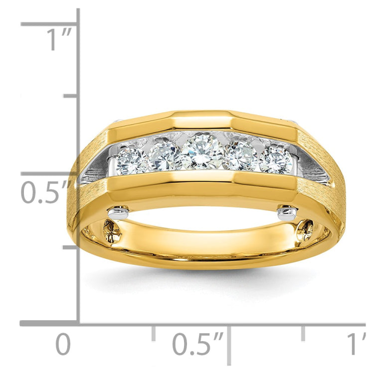 Men's YG Wedding Band with WG Bars and Satin Finish Mounting