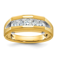 Men's YG Wedding Band with WG Bars and Satin Finish Mounting