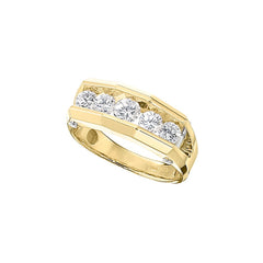Men's Yellow Gold 1ct tw Diamond Wedding Band with White Gold Bars