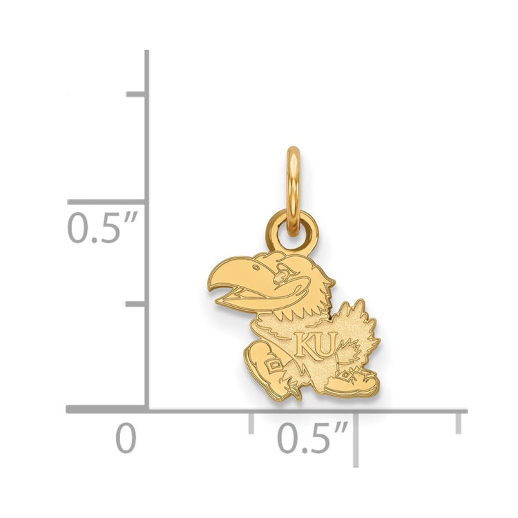 14k Gold LogoArt University of Kansas Jayhawk Extra Small Pendant