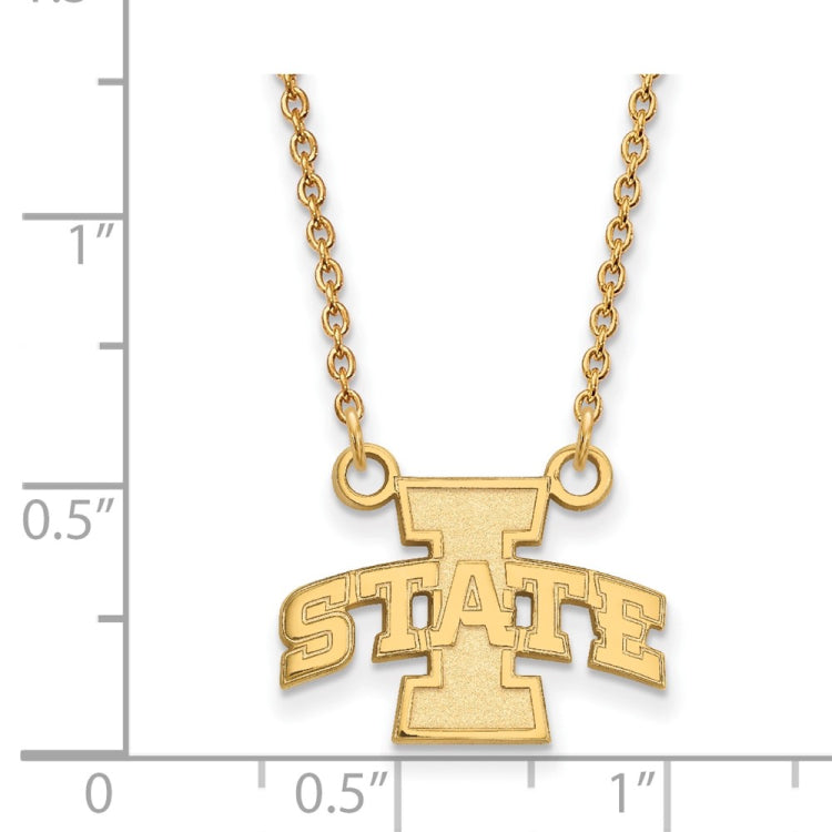 14k Gold LogoArt Iowa State University Small Pendant 18 inch Necklace