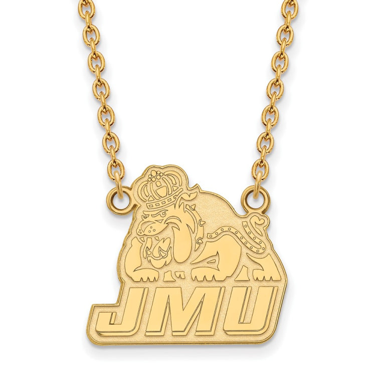 14k Gold LogoArt James Madison University Large Pendant 18 inch Necklace