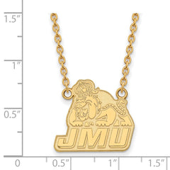 14k Gold LogoArt James Madison University Large Pendant 18 inch Necklace