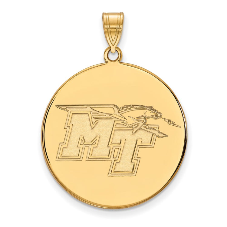 14k Gold LogoArt Middle Tennessee State University M-T Extra Large Disc Pendant