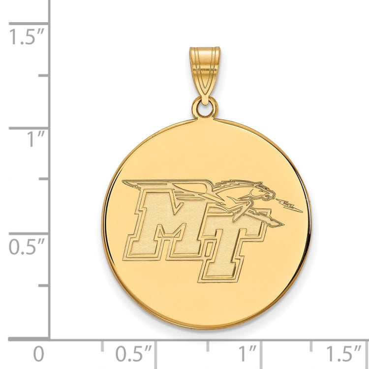 14k Gold LogoArt Middle Tennessee State University M-T Extra Large Disc Pendant