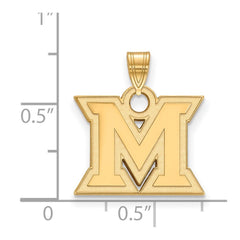 14k Gold LogoArt Miami University Ohio Letter M Small Pendant