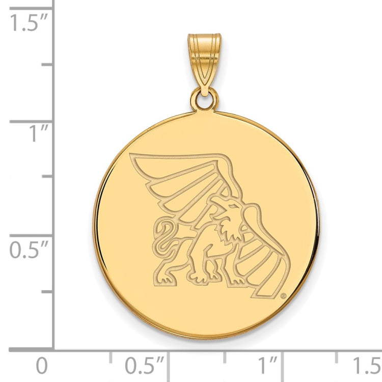 14k Gold LogoArt Missouri Western State University Griffon Extra Large Disc Pendant