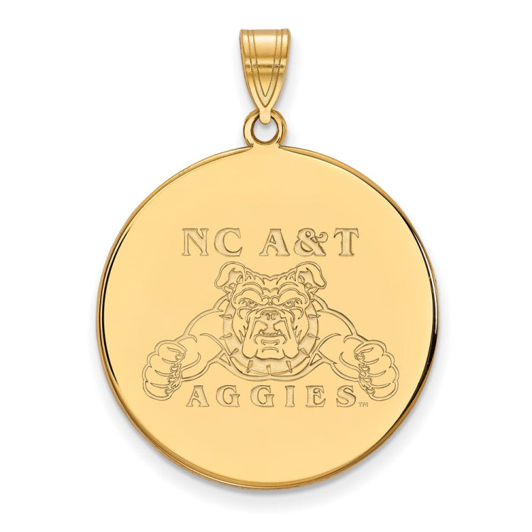 14k Gold LogoArt North Carolina A and T Aggies Extra Large Disc Pendant