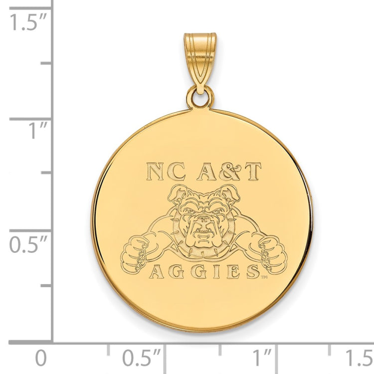 14k Gold LogoArt North Carolina A and T Aggies Extra Large Disc Pendant
