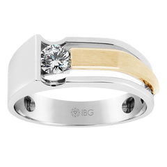 Men's Two-tone 3/8ct Diamond Solitaire Ring with Satin Finish Mounting