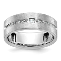 Men's White Gold .15ct tw Diamond Wedding Band with Satin Finish Mounting