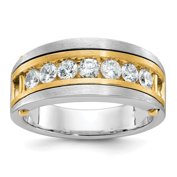 14K White and Yellow Gents Two-Tone Diamond Wedding Band