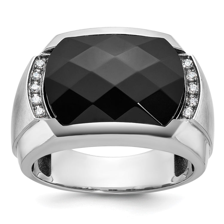 Men's White Gold .10ct tw Diamond and Onyx Ring Mounting