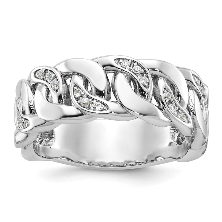 10K White Gold Polished Diamond Men's Ring