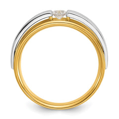 IBGoodman 14k Two-tone Men's Polished and Satin 1/5 Carat AA Quality Diamond Solitaire Ring
