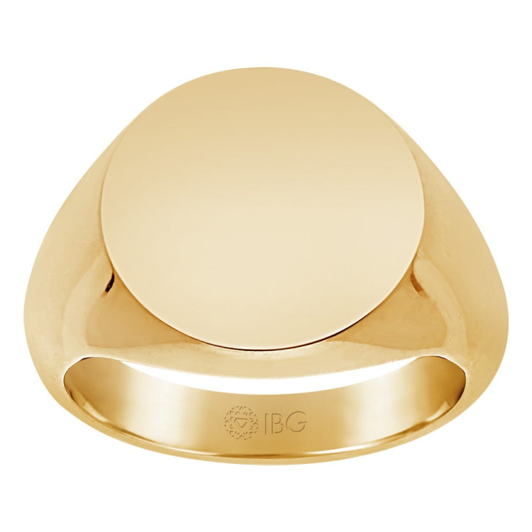 14ky 16mm round face signet ring.