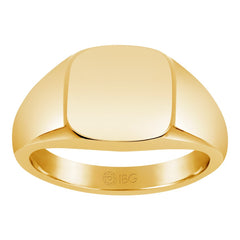 YELLOW GOLD CUSHION SIGNET RING 12X12 Mounting Polish Top