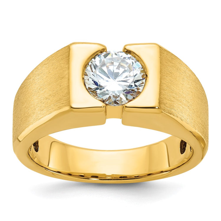 Men's WG Solitaire Ring for 1ct Round Center with Satin Finish Mounting