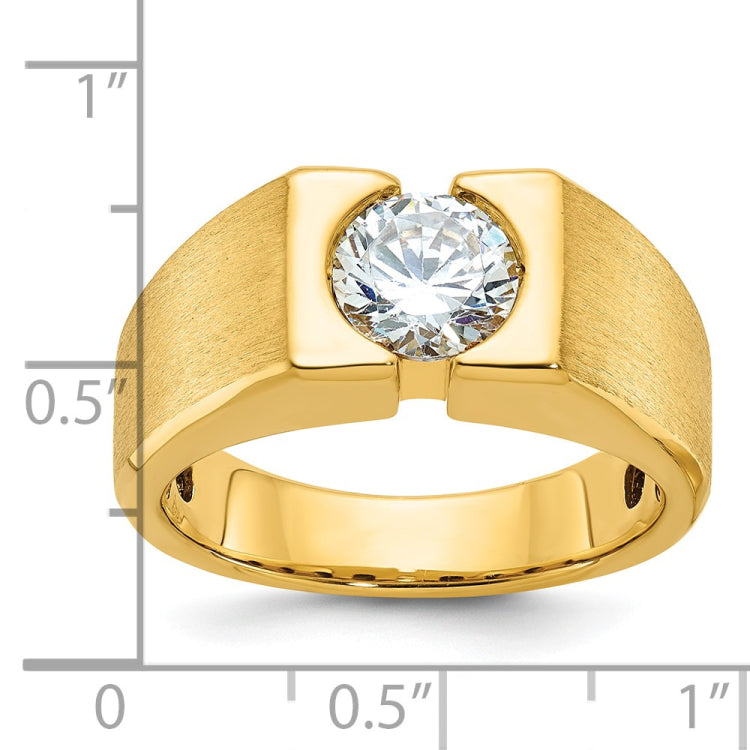 Men's WG Solitaire Ring for 1ct Round Center with Satin Finish Mounting