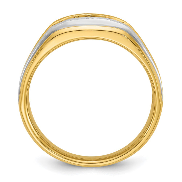14k w/ White RHBGoodman Men's Polish/Satin/Grooved Lab Grown VS/SI+ G+ Dia