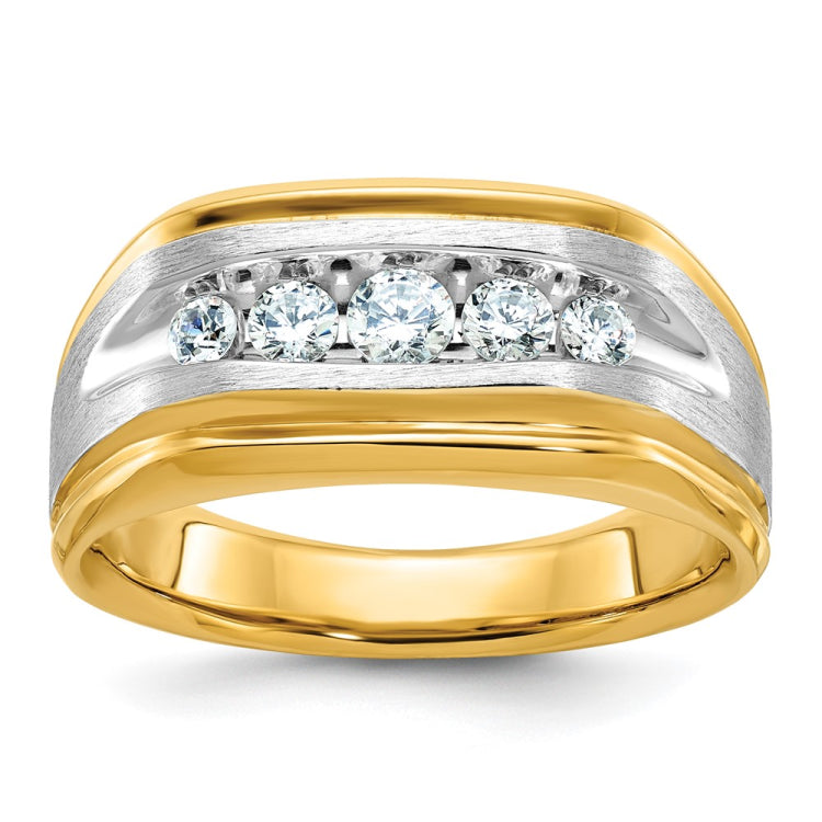Men's YG Band with White Rhodium Accent and Satin Finish Mounting