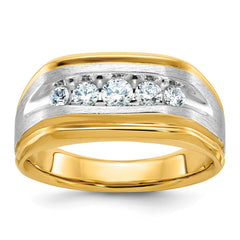 Men's YG Band with White Rhodium Accent and Satin Finish Mounting