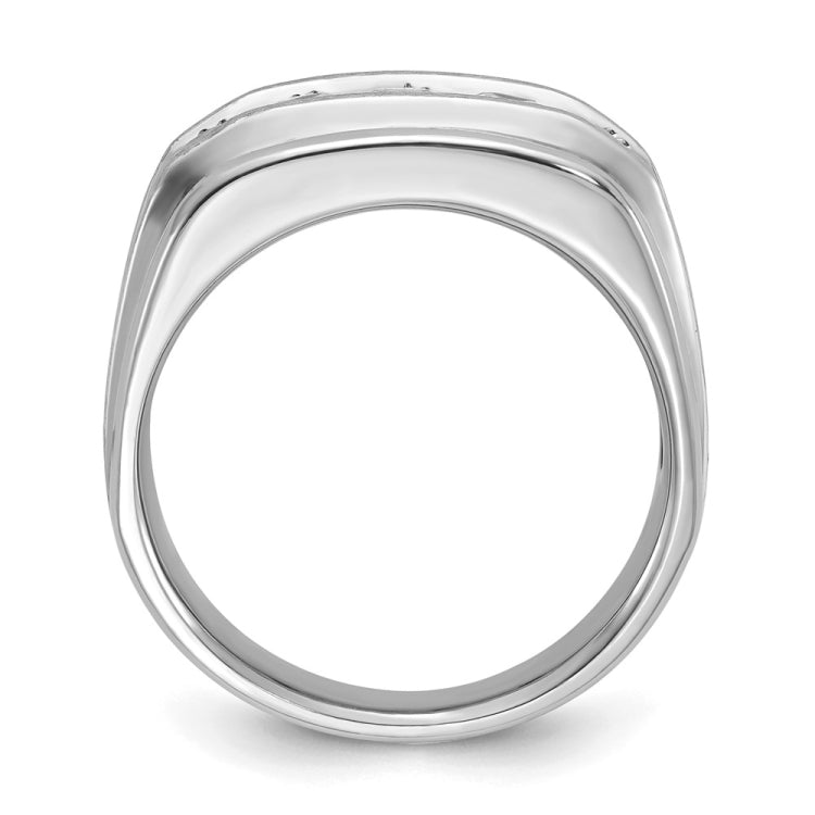 14kw IBGoodman Men's Polished Satin and Grooved 5-Stone Ring Mtg