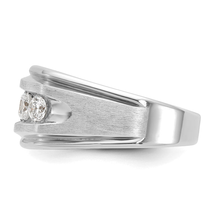 14kw IBGoodman Men's Polished Satin and Grooved 5-Stone Ring Mtg