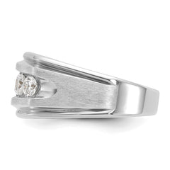14kw IBGoodman Men's Polished Satin and Grooved 5-Stone Ring Mtg