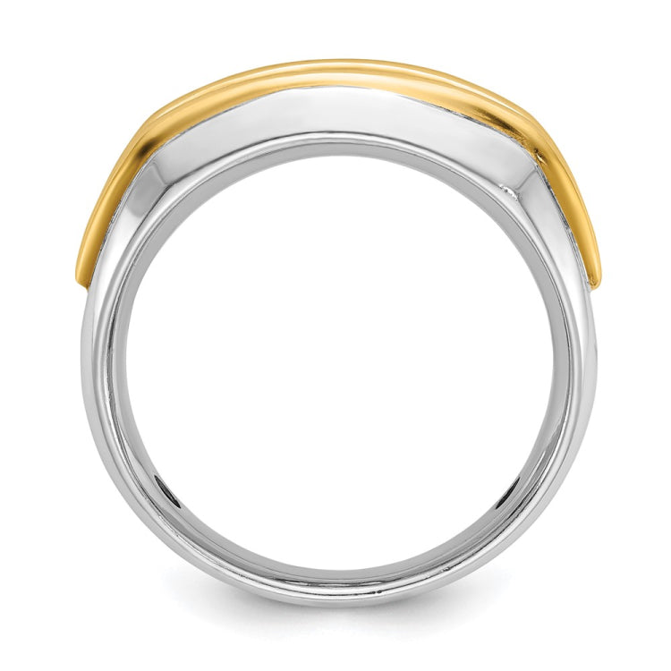 14k Two-tone White and Yellow Gold Fancy Ring
